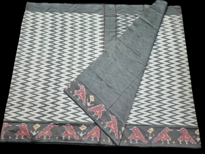 Pochampally Saree Displayed on Hanger in Natural Light