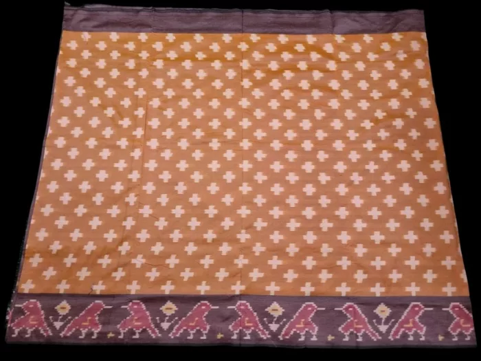 Red and Black Pochampally Saree with Geometric Motifs