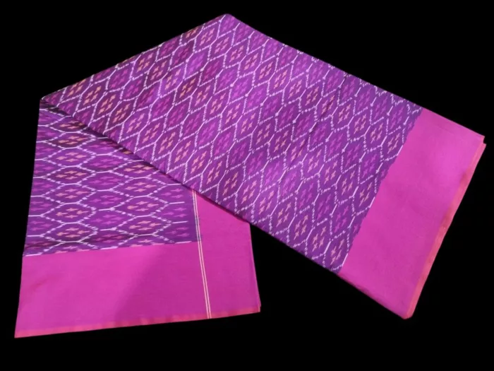 Semi Silk Pochampally Saree with Traditional Ikat Design – Handwoven Blouse-Free Saree