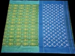 Traditional Pochampally Semi Silk Saree with Geometric Ikat Patterns