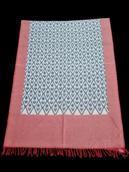 Handloom cotton dupatta scarf with ikat design – full length