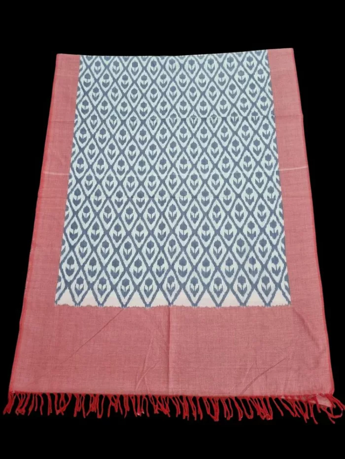 Handloom cotton dupatta scarf with ikat design – full length