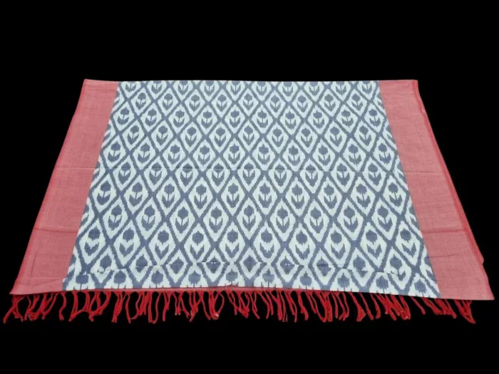 Handloom cotton dupatta scarf with ikat design – full length