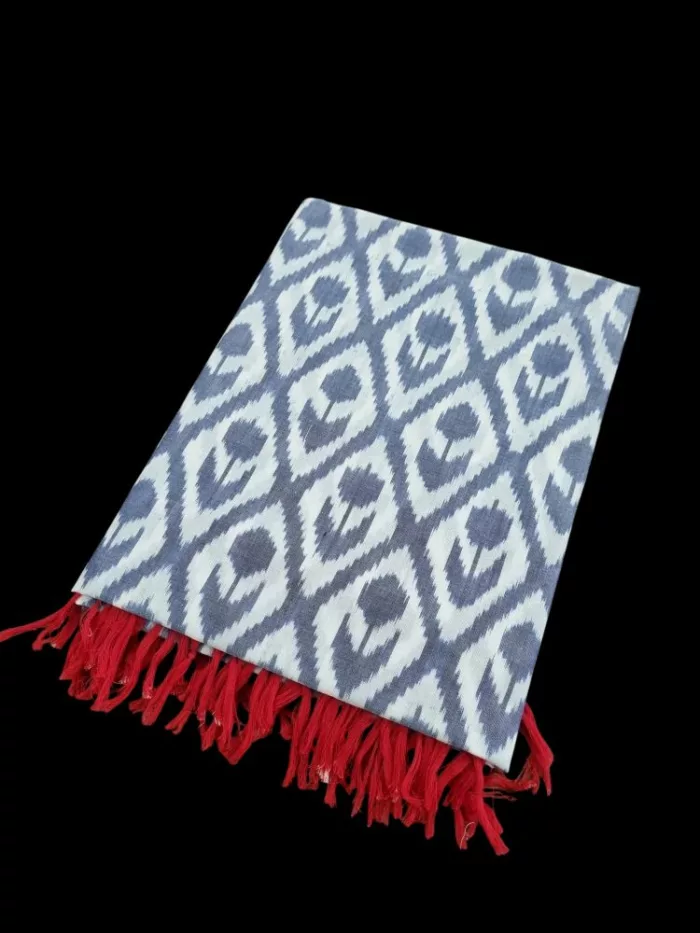 Handloom cotton dupatta scarf with ikat design – full length