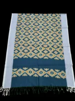 Handloom cotton dupatta scarf with ikat design – full length