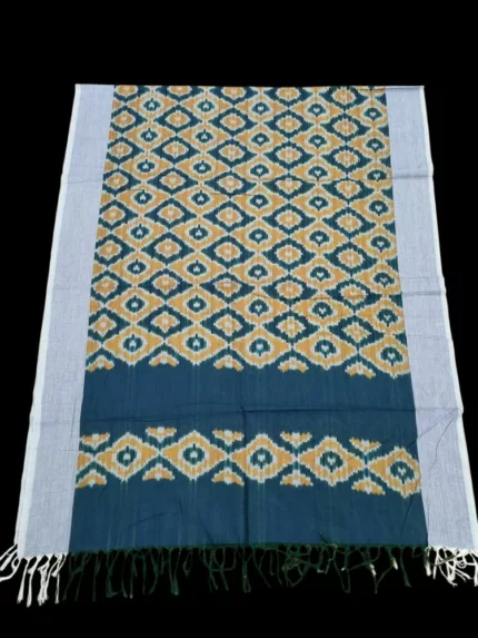 Handloom cotton dupatta scarf with ikat design – full length
