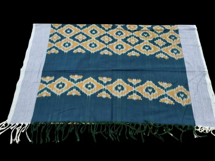 Handloom cotton dupatta scarf with ikat design – full length