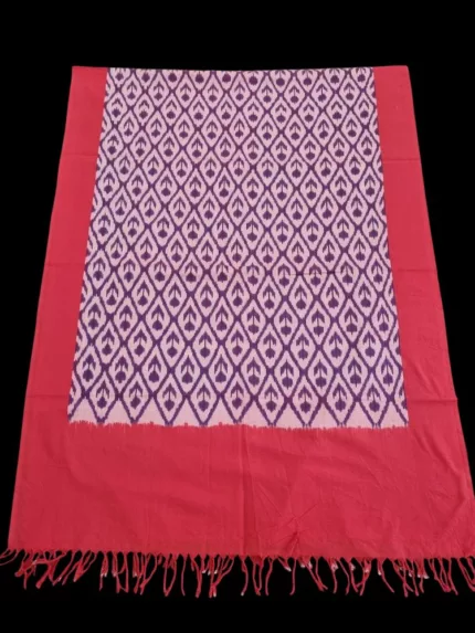 Handloom cotton dupatta scarf with ikat design – full length