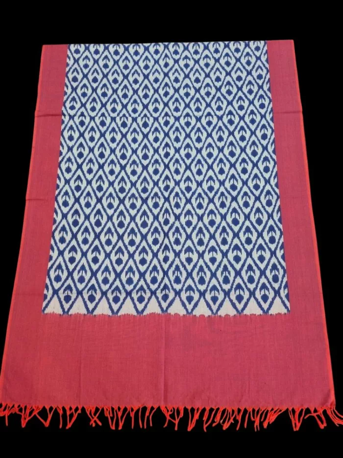 Handloom cotton dupatta scarf with ikat design – full length