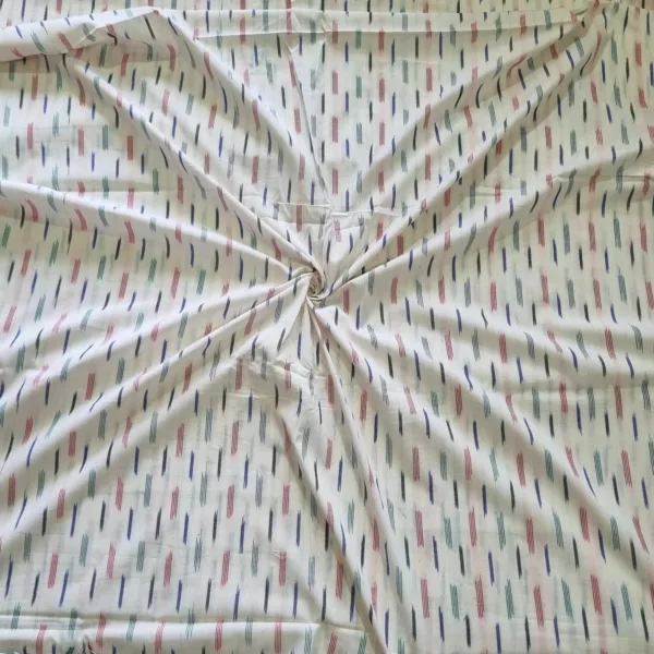 Natural cotton fabric with colorful ikat print