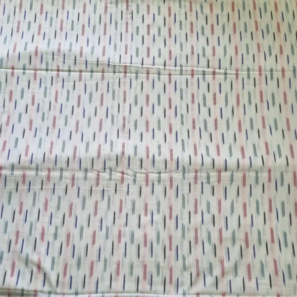 Natural cotton fabric with colorful ikat print
