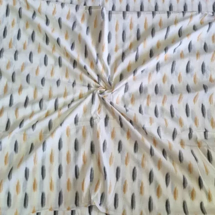 Soft cotton fabric with geometric ikat design