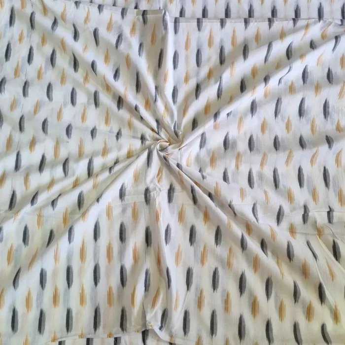 Soft cotton fabric with geometric ikat design