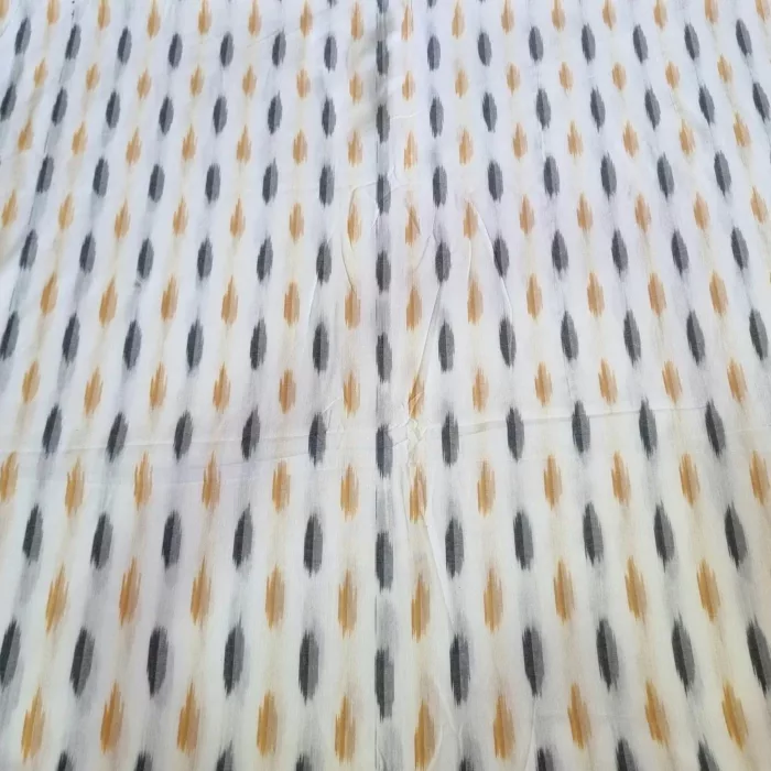 Soft cotton fabric with geometric ikat design