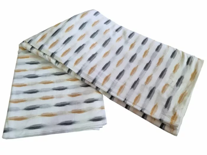 Soft cotton fabric with geometric ikat design