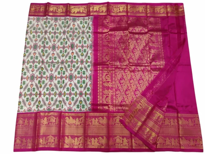 Pochampally Silk Saree with Kanchi Border