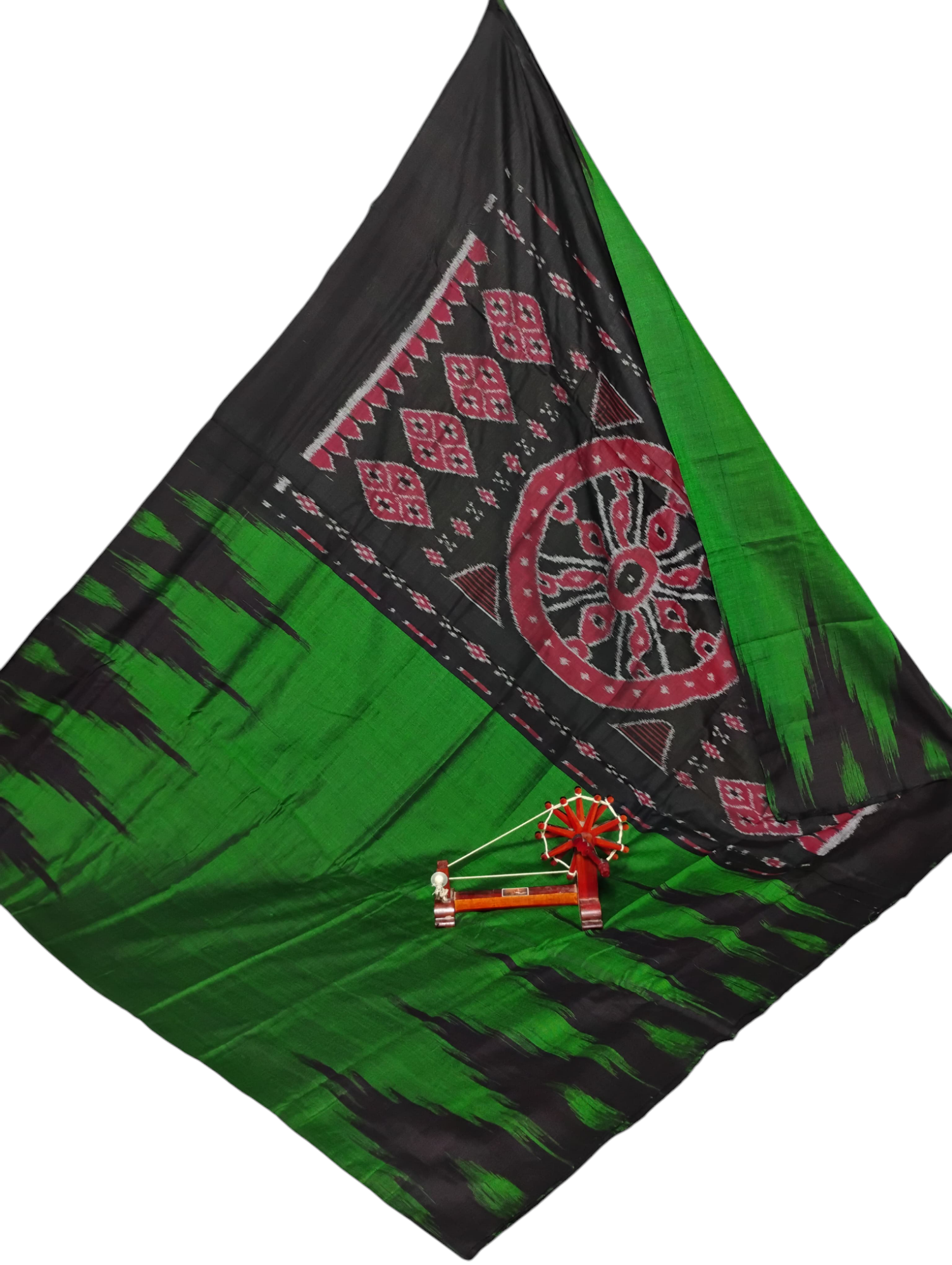 2025/07/1000336663.png Authentic Temple Border Pochampally Saree – Handwoven Ikat - Image 1