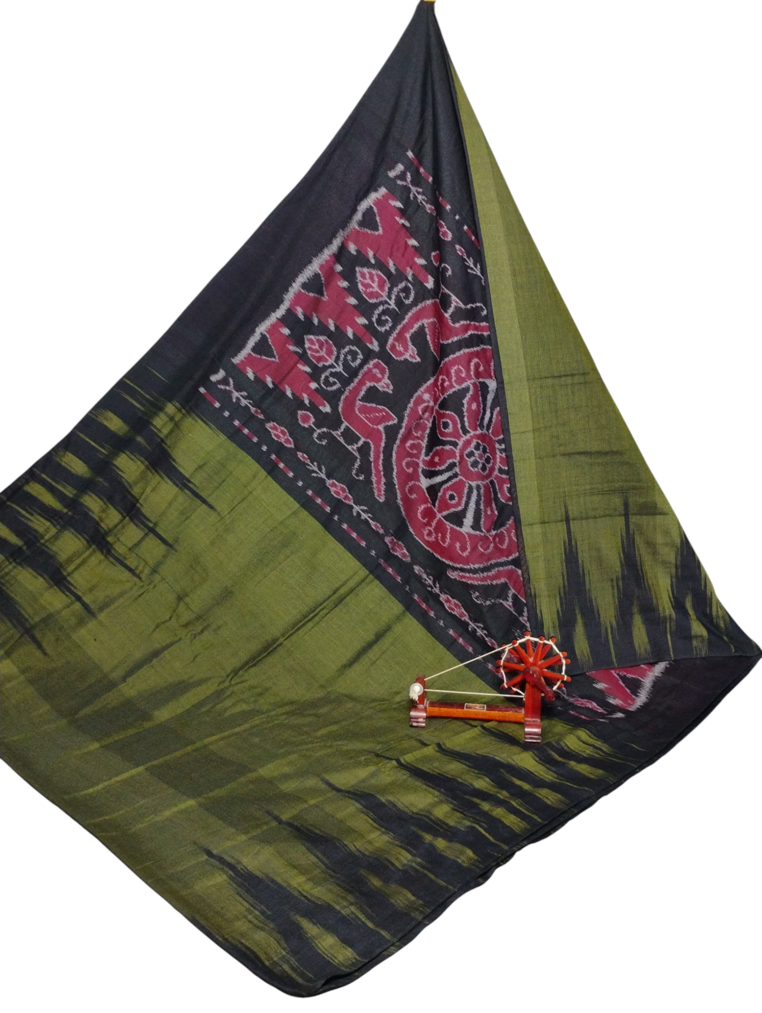 2025/07/1000336664.png Authentic Temple Border Pochampally Saree – Handwoven Ikat - Image 1