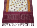 Handwoven Ikat Dupatta with Kalamkari Floral Print – Maroon & Mustard Elegance - Image 2