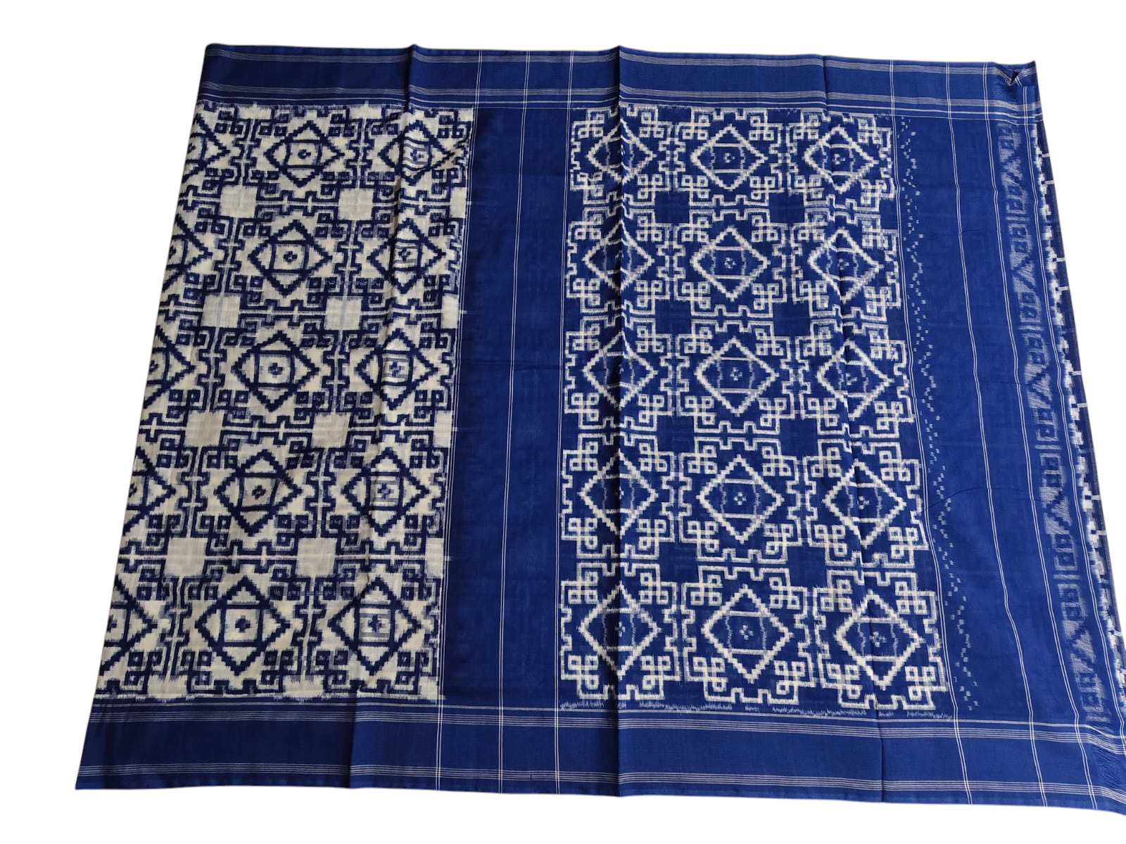 2025/07/1000339936.png Pure Cotton Pochampally Saree with Double Ikat Design - Image 1