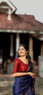 Soft Nylon Silk Blended Saree with Full Body Butti Weave & Running Blouse