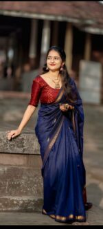 Soft Nylon Silk Blended Saree with Full Body Butti Weave & Running Blouse - Image 4