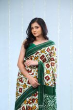 Authentic Double Ikat Teliya Saree – Handwoven Cotton Masterpiece - Image 4