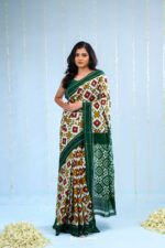 Authentic Double Ikat Teliya Saree – Handwoven Cotton Masterpiece - Image 2