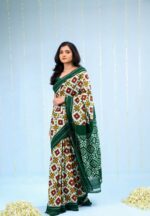 Authentic Double Ikat Teliya Saree – Handwoven Cotton Masterpiece - Image 3
