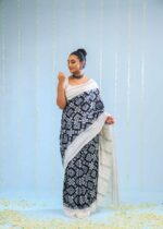 Black And white Theliya Rumal Saree with Blouse – 6.2 Meters of Heritage Elegance - Image 6