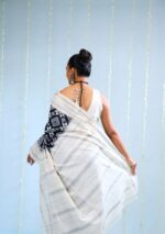 Black And white Theliya Rumal Saree with Blouse – 6.2 Meters of Heritage Elegance - Image 5