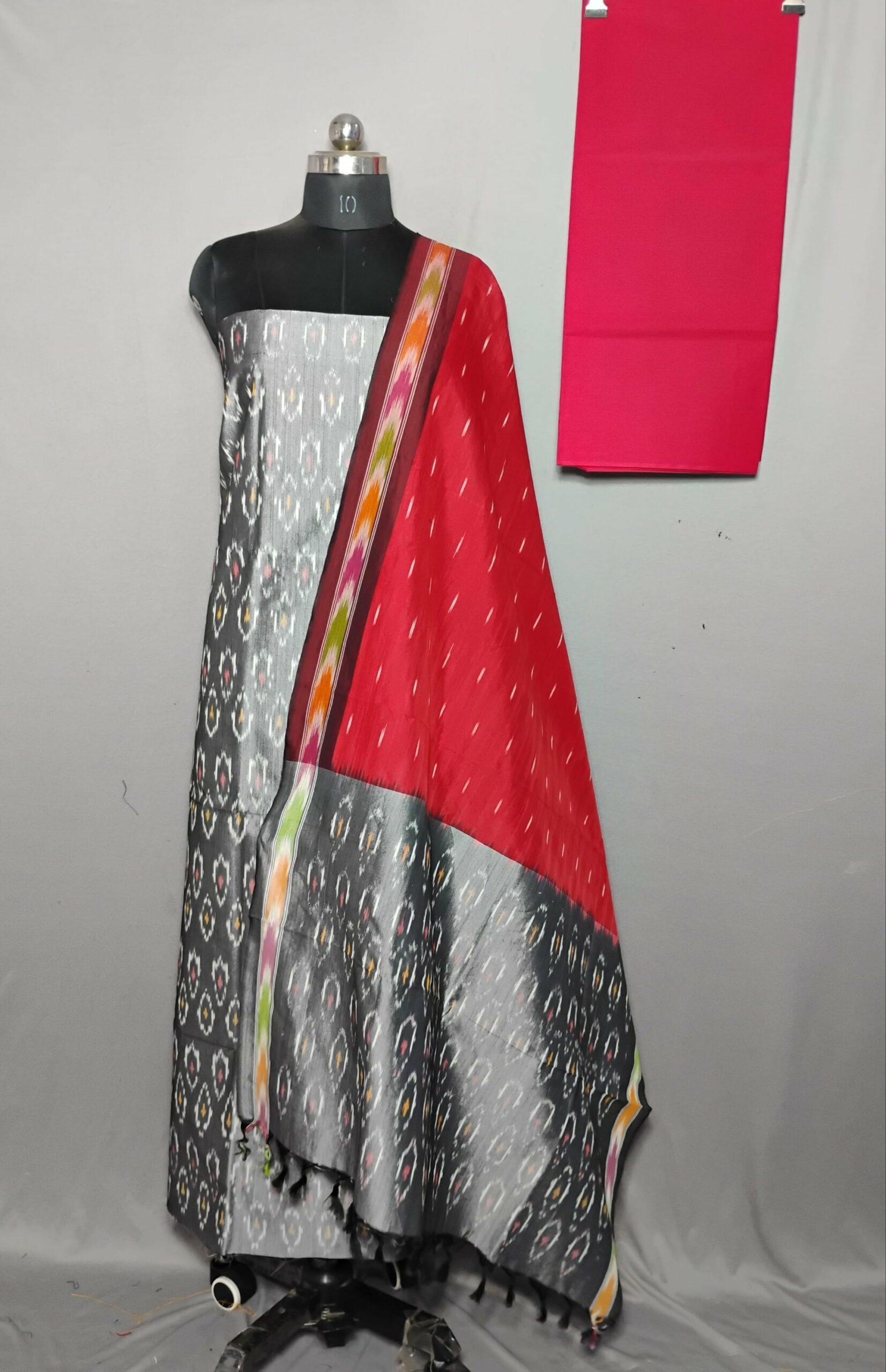 2025/07/1000340918-scaled.jpg Elegant Cotton Silk Ikat Dress Material Set – 3 Pieces - Image 1