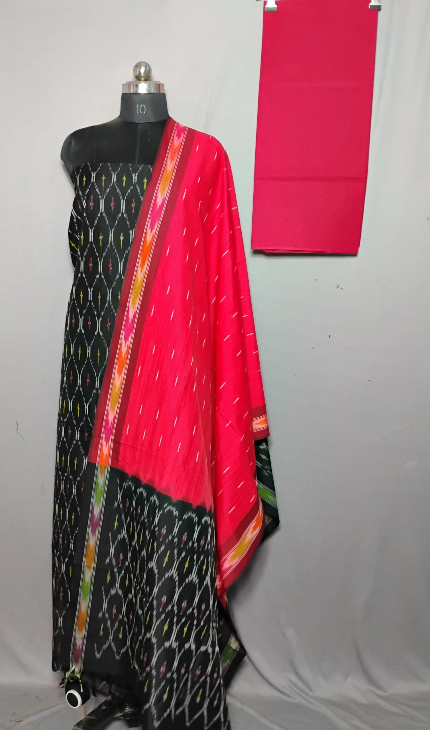 2025/07/1000340937-scaled.jpg Elegant Cotton Silk Ikat Dress Material Set – 3 Pieces - Image 1