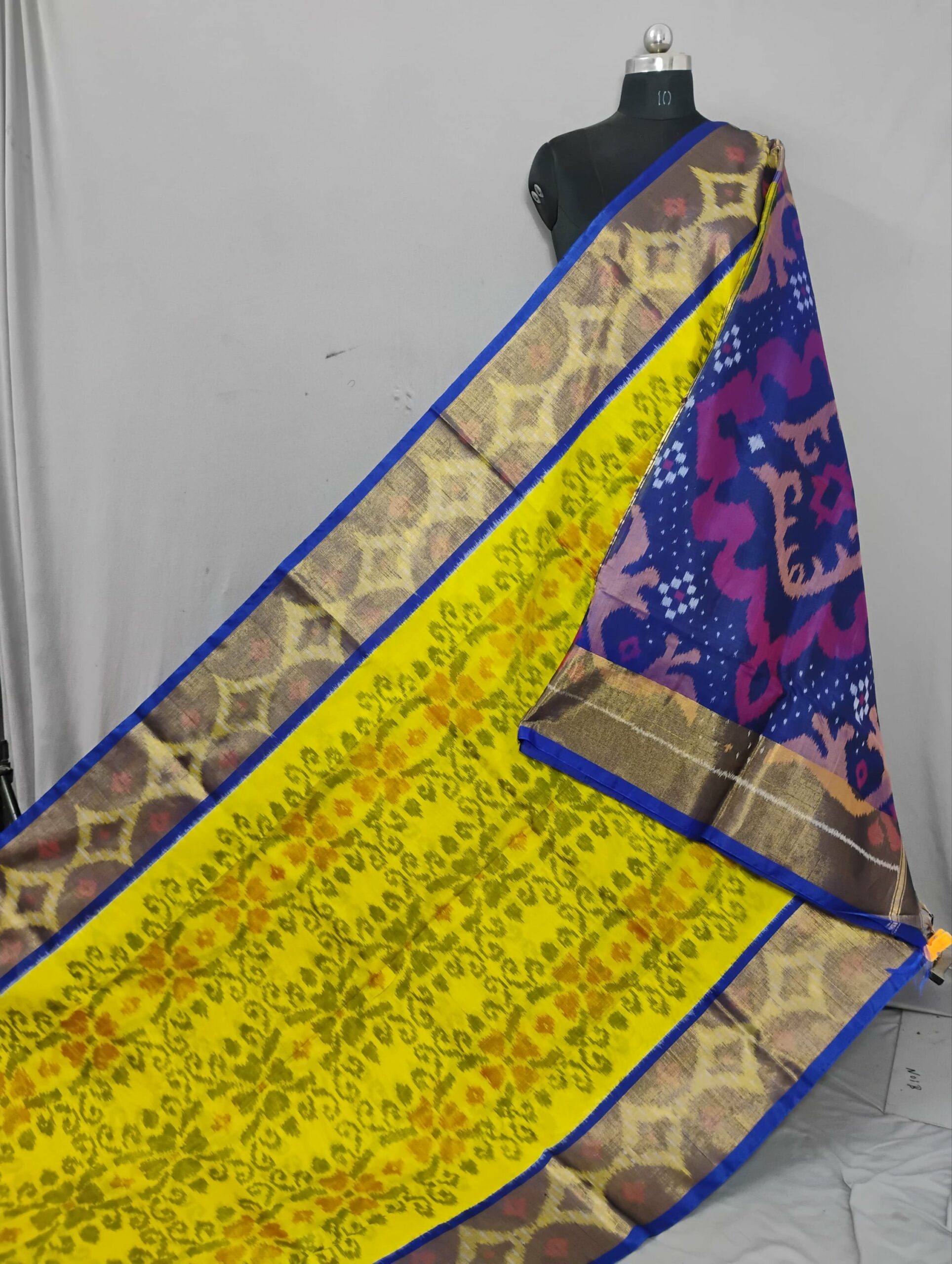 2025/07/1000359005-scaled.jpg Pochampally Saree in Cotton Silk with Ikat Design & Blouse - Image 1