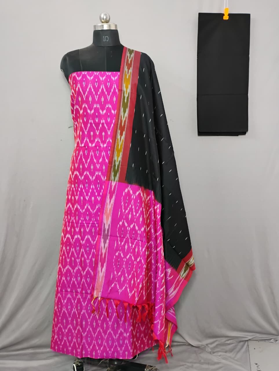 2025/07/1000404018.jpg Elegant Cotton Silk Ikat Dress Material Set – 3 Pieces - Image 1