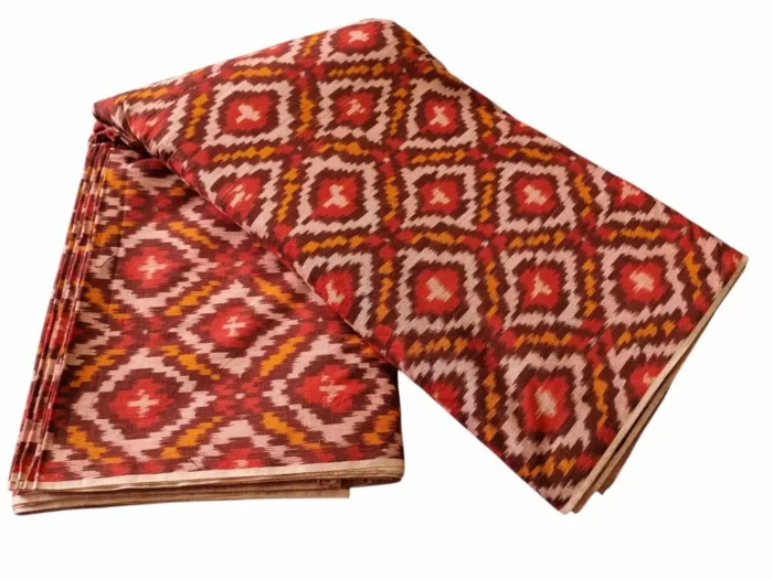 Pure cotton Ikat fabric with traditional handwoven pattern – 2/60 count"
