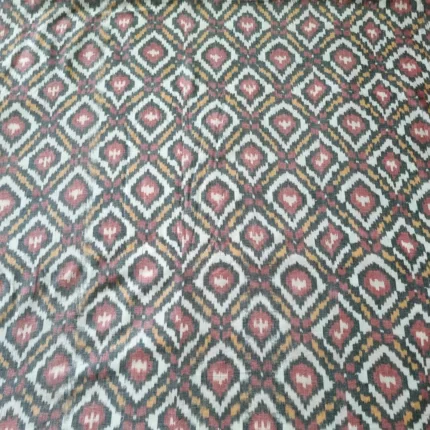 Eco-friendly 2/60 count pure cotton fabric featuring Ikat weave"