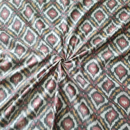 Eco-friendly 2/60 count pure cotton fabric featuring Ikat weave"