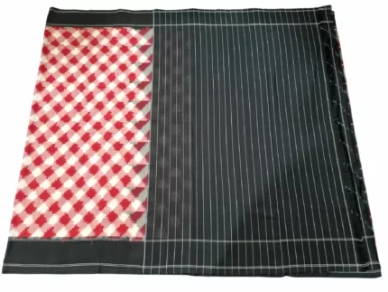 Elegant Handwoven Theliya Cotton Saree with Geometric Patterns