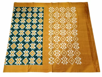 6.2 Meter Double Ikat Saree in Cotton with Contrast Blouse