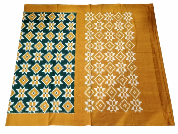 6.2 Meter Double Ikat Saree in Cotton with Contrast Blouse