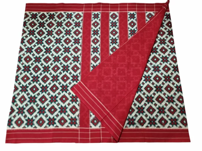 Double Ikat Theliya Saree - Pure Cotton Handwoven