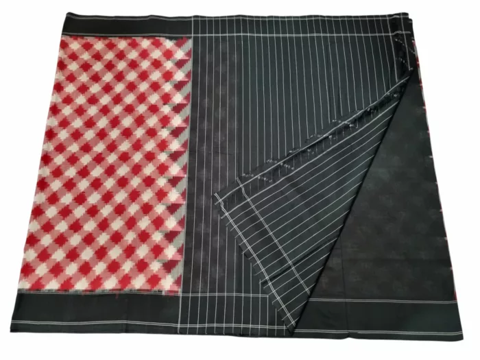 Elegant Handwoven Theliya Cotton Saree with Geometric Patterns