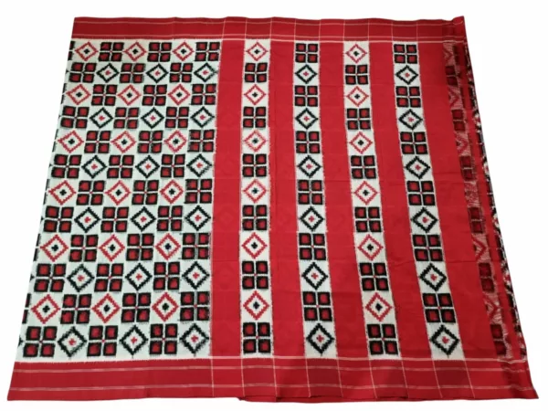 32 Pure Cotton Pochampally Saree with Double Ikat Teliya Design