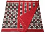 Pure Cotton Pochampally Saree with Double Ikat Teliya Design - Image 3