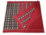 Pure Cotton Pochampally Saree with Double Ikat Teliya Design - Image 2