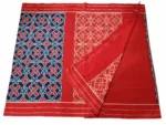 Pure Cotton Pochampally Saree with Double Ikat Teliya Design - Image 3