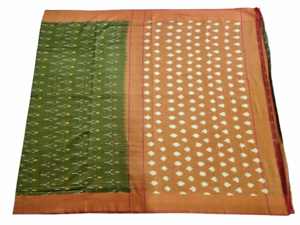 Handwoven Pochampally Ikat Saree in Traditional Geometric Pattern
