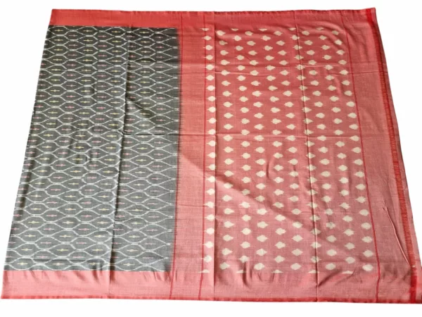 Pure cotton Pochampally saree featuring intricate geometric Ikat patterns