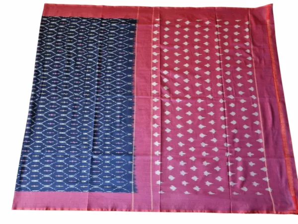 Pure cotton Pochampally saree featuring intricate geometric Ikat patterns